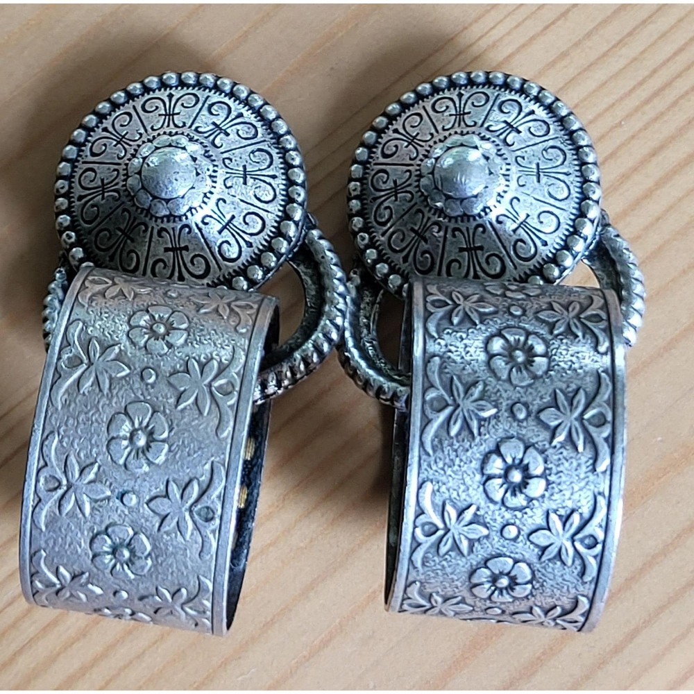 Zoe Coste Large Hoop Repousse Runway Vintage 1980s Clip Earrings RARE